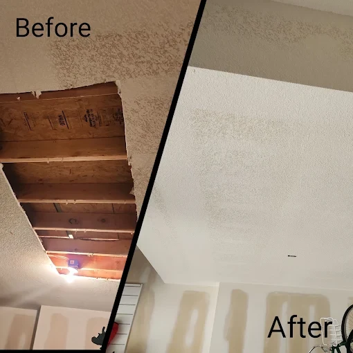 Ceiling Repair, Before & After